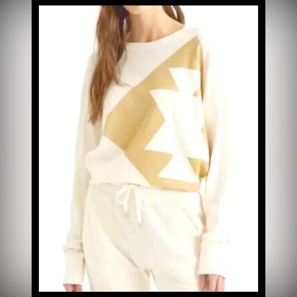 NWT Lauren Ralph Lauren Azteca Winter Cream Sweatshirt Relaxed Fit French Cotton